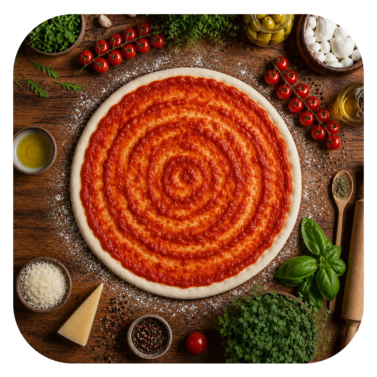 Pizza Base With Sauce - 6 pizzas - Buy 5, Get 1 Free - Different Sizes - Frozen