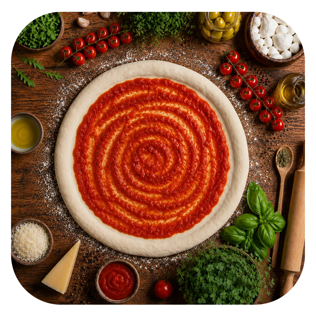 Pizza Base With Sauce - 6 pizzas - Buy 5, Get 1 Free - Different Sizes - Frozen
